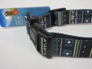 Collar de perro Vibrant Life grande azul estampado azteca ajustable cuello de 16"-26" - Imagen 1 de 8