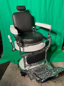 Antik Barberchair schwarz,silber.Koken ca.1920 ,restauriert und funktionsfähig - Bild 1 von 5