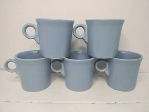 Fiesta Periwinkle Light Blue 8 Oz. Coffee Mugs Cup O Ring Handle Homer Laughlin - Picture 1 of 5
