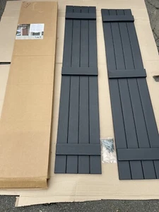 Ply Gem 15x75 in. Polypropylene 4-Board Board and Batten Shutters Pair In Black - Picture 1 of 6