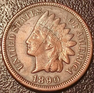 États-Unis - Indian Head Cent 1890 9 fermé variété KM#90a - Foto 1 di 3