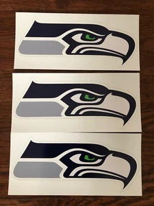 Seattle Seahawks Outdoor 3M Window/Car  Decal 8 inches - Set of 3-CLOSEOUT! - Picture 1 of 2