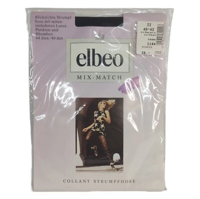 Elbeo Strumpfhose Punkte & Rhomben 40den Gr. 2 II 40-42 schwarz silber NEU & OVP - Bild 1 von 4