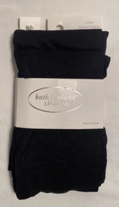 DOS Pares M/L 1 Liso 1 Patrón NEGRAS Medias con Pies Kathy Irlanda Ropa para Piernas - Imagen 1 de 6