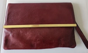 USA Sears Roebuck vintage burgundy genuine leather clutch purse bag - Picture 1 of 6