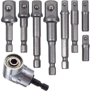 9 Stück Steckschlüsseladapter Schlagschrauber Sechskantschaft Bohrer Bits Bar Set und Rechtwinkelbohrer - Bild 1 von 11