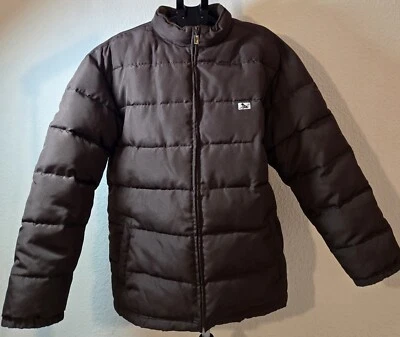 DRUNKNMUNKY Mens puffer Jacket Size L Pockets Rare Brown quilted puffer  - Image 1 of 4