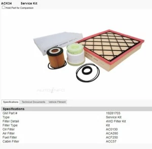 ACDelco Service Kit for Ford Ranger 2015 - on, 3.2 lt P5AT - Picture 1 of 2