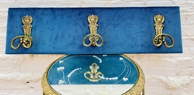 Antique Blue Velvet COAT HAT RACK HANGER French Spanish Italian, Ornate, Rococo - Image 1 of 4