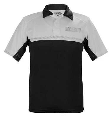 100% POLYESTER JERSEY KNIT TWO TONE REFLECTIVE SECURITY BIKE PATROL POLO SHIRTS - Image 1 of 2