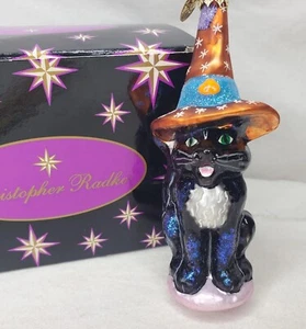 Christopher Radko Halloween Ornament verspieltes Geschäft schwarze Katze nicht mehr produziert Etikett Box - Bild 1 von 12