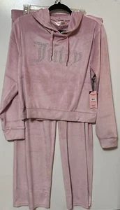 JUICY COUTURE Velour OG Big Bling Hoodie & Pant Set Pink Status Size XL - NWT - Picture 1 of 5