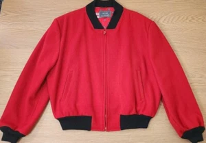 Vintage Le Tigre Mens 50 Wool Quilt-Lined Red Full-Zip Bomber Jacket Made In USA - Picture 1 of 10