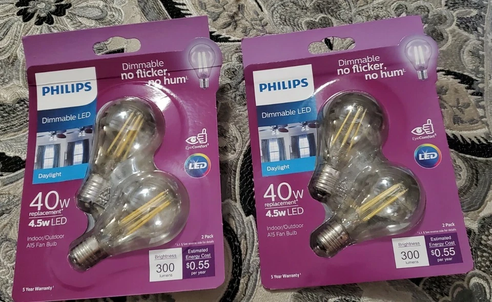 2- (4 Bulbs) 40W Philips Dimmable LED Daylight 5000K 300 lumens - Image 1 of 1