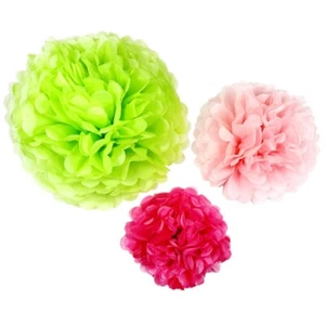 6 STCK. Papier Blume Stoff Bommel hängender Ball Hochzeit Babyshower Party Dekor - Bild 1 von 18