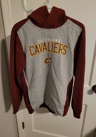 Cleveland Cavaliers Logo Hoodie Sweatshirt Youth XL 18/20 Gray Maroon NBA Look Cover