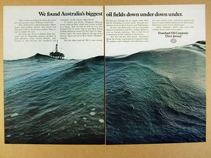 1970 Bass Strait Oil Drilling Platform photo Esso Standard Oil vintage print Ad - Picture 1 of 1
