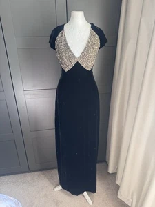 Hobbs Invitation Black Velvet Evening Maxi Dress 10 - Picture 1 of 11