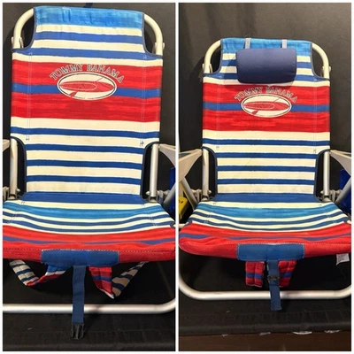 2 sillas de playa mochila Tommy Bahama 5 posiciones con bolsa refrigeradora roja, blanca y azul Foto 1 de 4