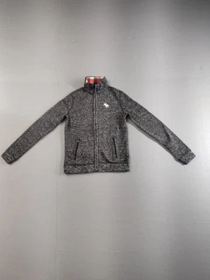 Abercrombie Niños Chaqueta Juvenil 15/16 Gris Cremallera Completa Vellón Forrado a Cuadros Logo Alce Foto 1 de 4