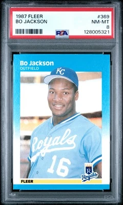 1987 Fleer Bo Jackson RC #369 Kansas City Royals PSA 8 - Image 1 of 2