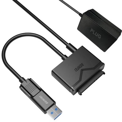 USB 3.0 zu SATA Adapter - 2 in 1 für 2.5"/3.5" HDD/SSD mit UASP Unterstützung - Bild 1 von 4