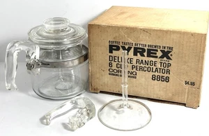 Vtg Pyrex 7754 4 Cup Percolator Glass Coffee Pot • Extra Stem & Handle READ - Picture 1 of 7
