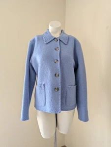 Vintage Office Core Button Front Jacket Small Petite Wool Blue Cottage Talbots - Picture 1 of 12