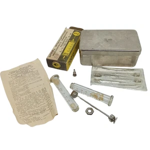 Vintage medizinische Sterilisator Box Edelstahl sowjetische Glasspritze Nadeln UdSSR - Bild 1 von 10