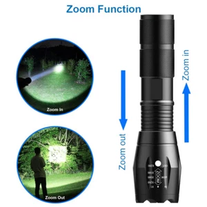 2 pz torcia led super luminosa zoom torcia tattica lumen batteria nuova - Foto 1 di 17