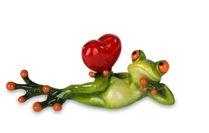 formano Dekofigur Frosch mit Herz liegend 16 cm Kunststein - Bild 1 von 1