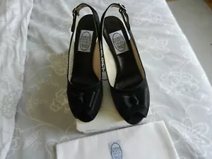 EMMA HOPE (Vintage ) BLACK PEEP TOE SANDALS 40 - Picture 1 of 12