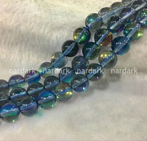 6/8/10/12mm Rainbow Gray Moonstone Round Gemstone Loose Beads Jewelry Making 15" - Picture 1 of 7