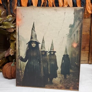 PRIMITIVE VINTAGE GOTHIC STEAMPUNK STYLE HALLOWEEN WITCHES PORTRAIT PHOTO SIGN - Picture 1 of 11