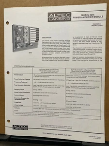 Altec Lansing Technical Manual for 2275 Amplifier Module Service ~Original - Picture 1 of 1