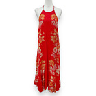 Free People Back To You Floral Cage Side Midi Dress Women's Small Red