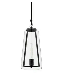 NEW! HOME DECORATORS 8" 1-Light Hanging Pendant Light W/Smoke Seeded Glass Shade - Picture 1 of 5