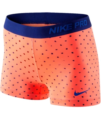 NEW! NIKE PRO [XS] Women 3.0" COMPRESSION Yoga/Gym SHORTS-Mango/Blue 620417-870 - Image 1 of 2