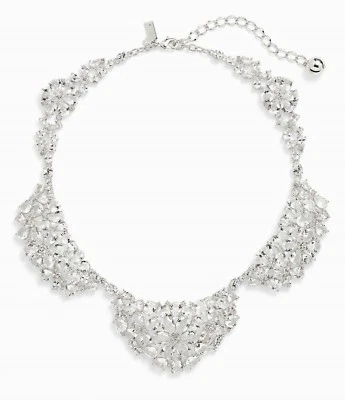 Kate Spade New York Be Adorned scalloped lace Necklace Silver Bridal Crystal - Image 1 of 4
