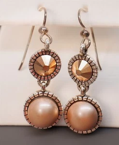 Pendientes Brighton Pastilla Imitación Perla y Cristal - Imagen 1 de 5