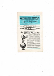 1962/63 Tottenham Hotspur v Crystal Palace Football Combination Programme - Picture 1 of 3