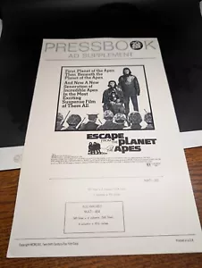 Vintage 1971 Fox Film Escape from the Planet of the Apes Pressbook Ad Supplement - Picture 1 of 2