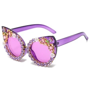 Luxury Rhinestone Cat Eye Sunglasses Women Fashion Outdoor Shades Party Eyewears - Picture 1 of 22
