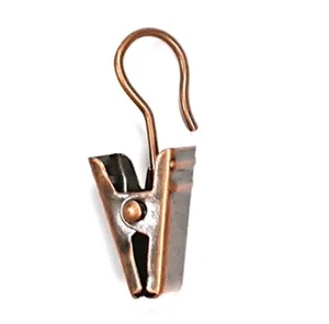 4 X Rod Ring Curtain Drape Sprung Clips &Amp; Hook Bronzed Plated Steel | Onesto - Picture 1 of 1