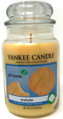Vela Yankee TREFOILS GIRL SCOUT COOKIE Pão Curto VELA 22 oz Frasco Grande RARO - Imagem 1 de 2