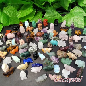 200pc Mix Natural Hand Carved Animal Mini Quartz Crystal Skull Reiki Gift - Foto 1 di 6