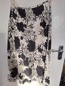 Monsoon silk black and white floral midi skirt size 10 - Picture 1 of 6