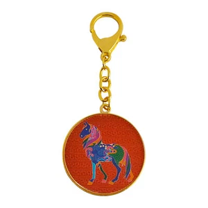 Feng Shui Horse Peach Blossom Good Rapport Good Friends Amulet Keychain - Picture 1 of 5