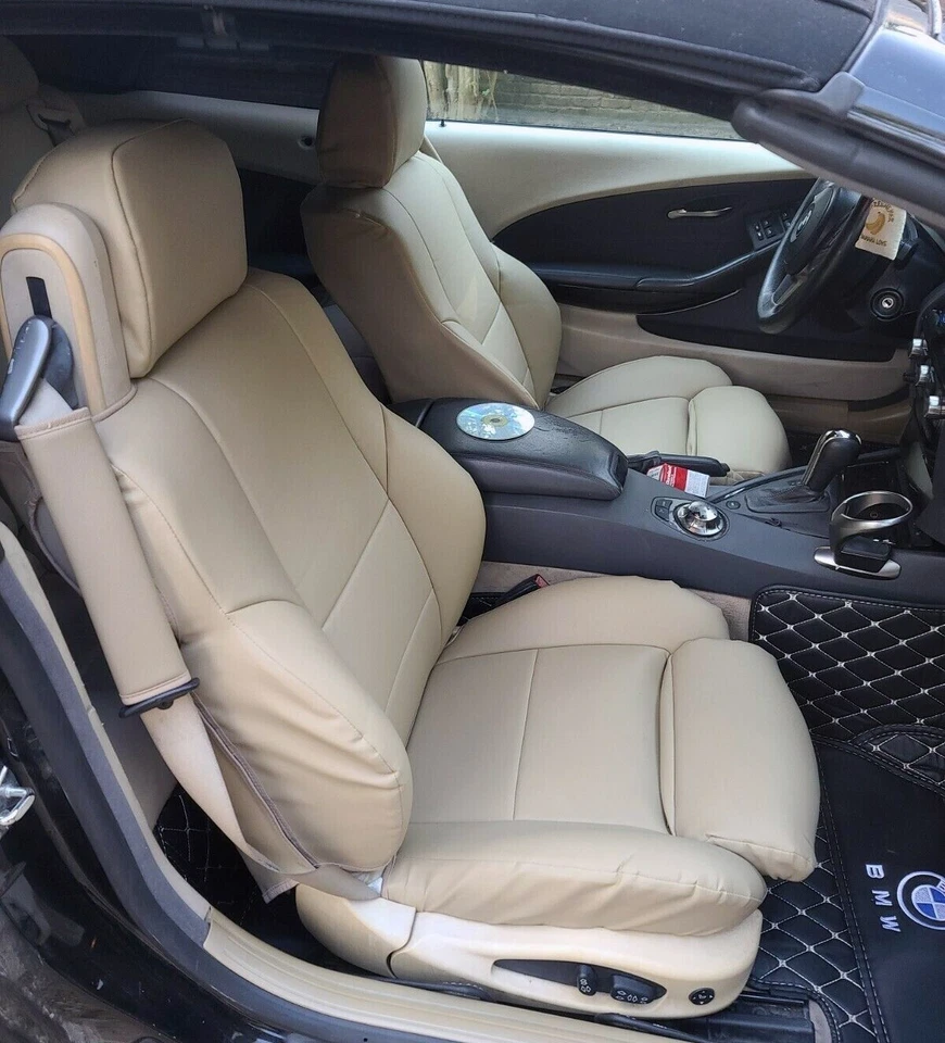 for BMW 3 SERIES CONVERTIBLE SPORT 2000-06 S. LEATHER CUSTOM 2 FRONT SEAT COVERS - Image 1 of 4