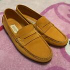 Women's Coach Suede Orange Slip On Penny Loafers Made In Italy J310 Size 7.5 B